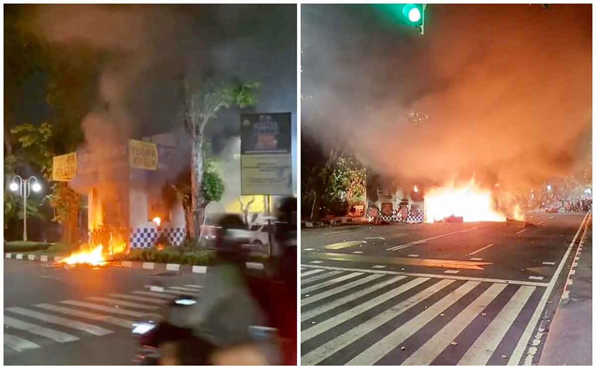 Aksi Demonstrasi di Surabaya Mencekam: Sejumlah Pos Polisi dan Polsek Dibakar Massa