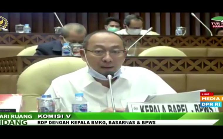 Achmad Herry Marzuki, Plt. Kepala BP-BPWS saat RDP dengam Komisi V DPR RI, Selasa (24/11/2020) kemarin. foto: Screenshoot/ FB Komisi V DPR RI