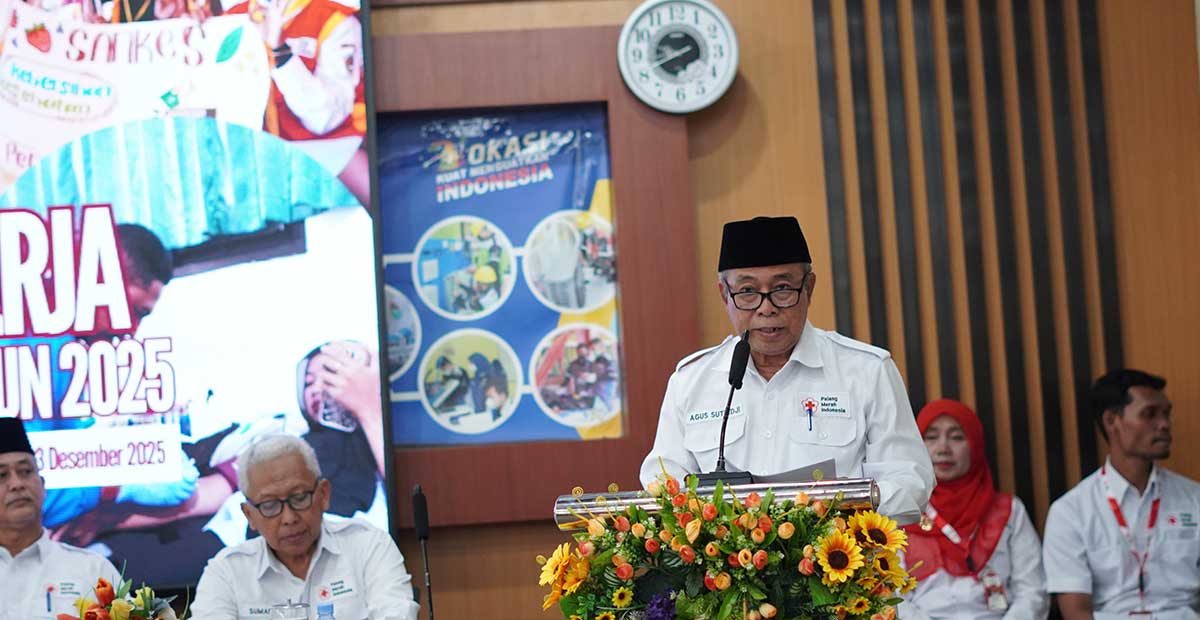 Ketua PMI Kabupaten Pasuruan, Agus Sutiadji, saat memberi sambutan.