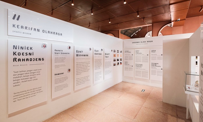 Salah satu sudut ruangan Museum Olahraga yang menampilkan kata-kata penyemangat para atlet untuk memotivasi para generasi penerus.