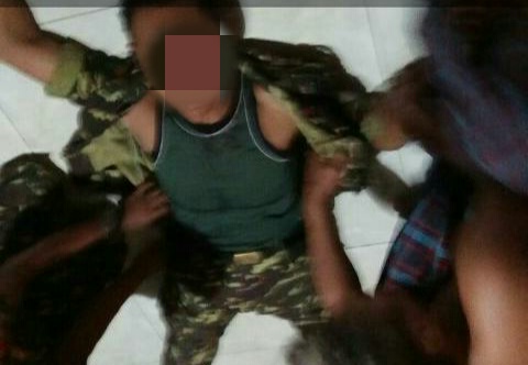 Anggota Banser yang terluka karena dianiaya.
