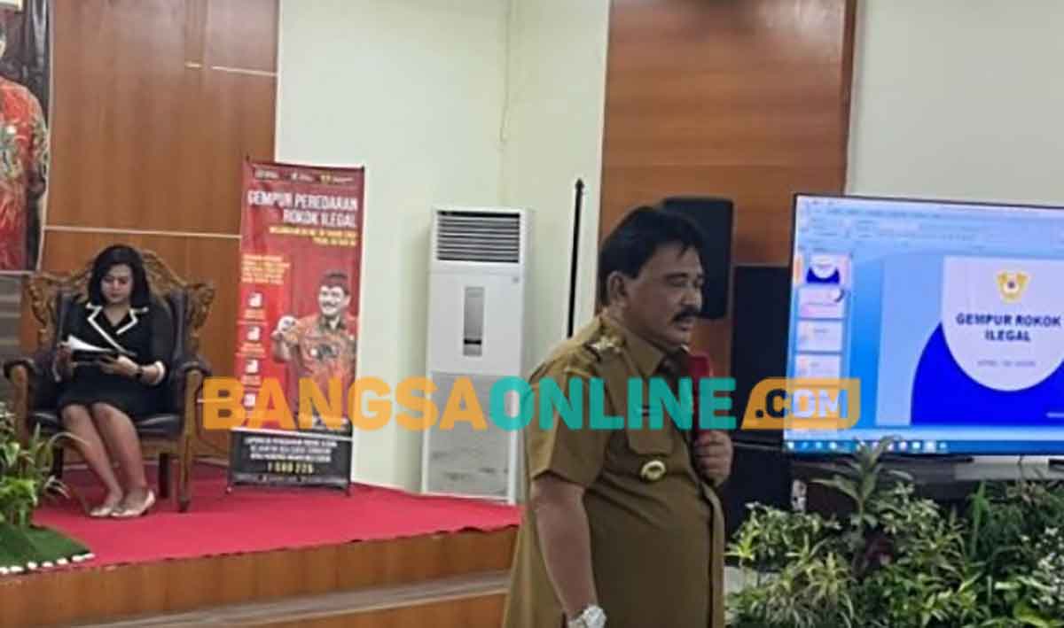 Bupati Nganjuk, Marhaen Djumadi, saat memberi sambutan. Foto: BAMBANG DWI JULIANTO/BANGSAONLINE