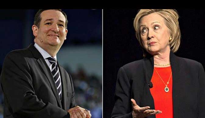Ted Cruz dan Hillary Clinton. Foto: liputan6.com