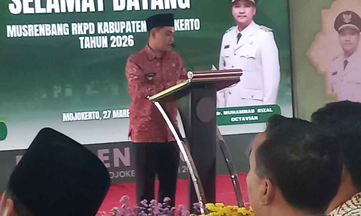 Bupati Mojokerto saat memberi sambutan ketika membuka Musrenbang RKPD 2026.