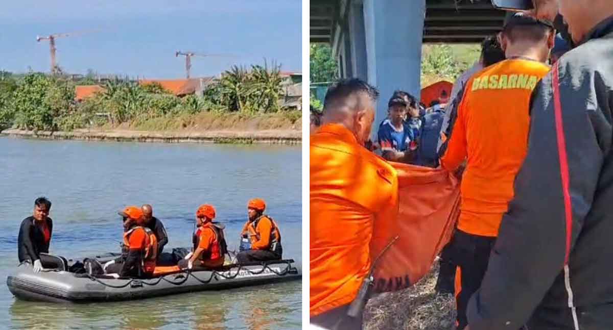 Pencarian dan evakuasi korban tewas tenggelam di Sungai Brantas, Jalan Mastrip, Surabaya.