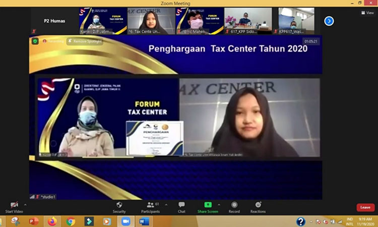 DARING: Forum Tax Center yang digelar DJP Jatim II secara virtual pada 19 November 2020 lalu. (foto: ist)