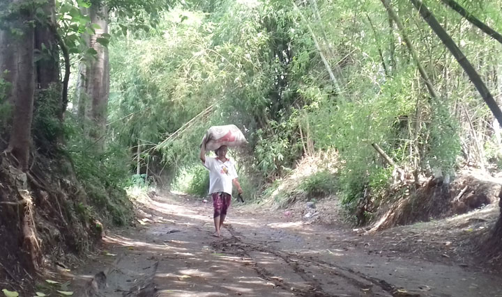 Jalan aspal di Kelurahan Kareng Lor, Kecamatan Kedupok, Kota Probolinggo yang bertahun-tahun tertutup tanah dan lumpur.