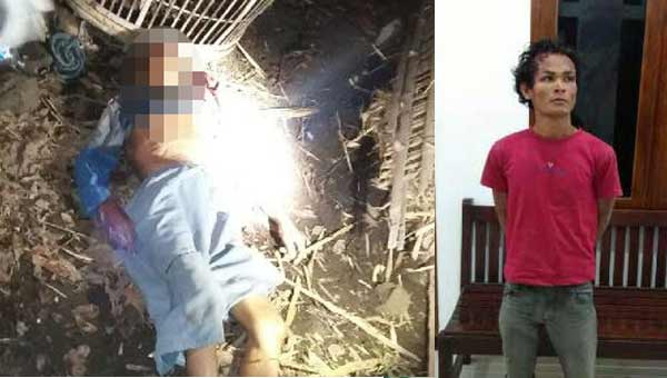 Pelaku bernama Subianto (foto kanan), dan ayahnya yang tergeletak meninggal dunia, Suwatin. foto: arif kurniawan/ BANGSAONLINE