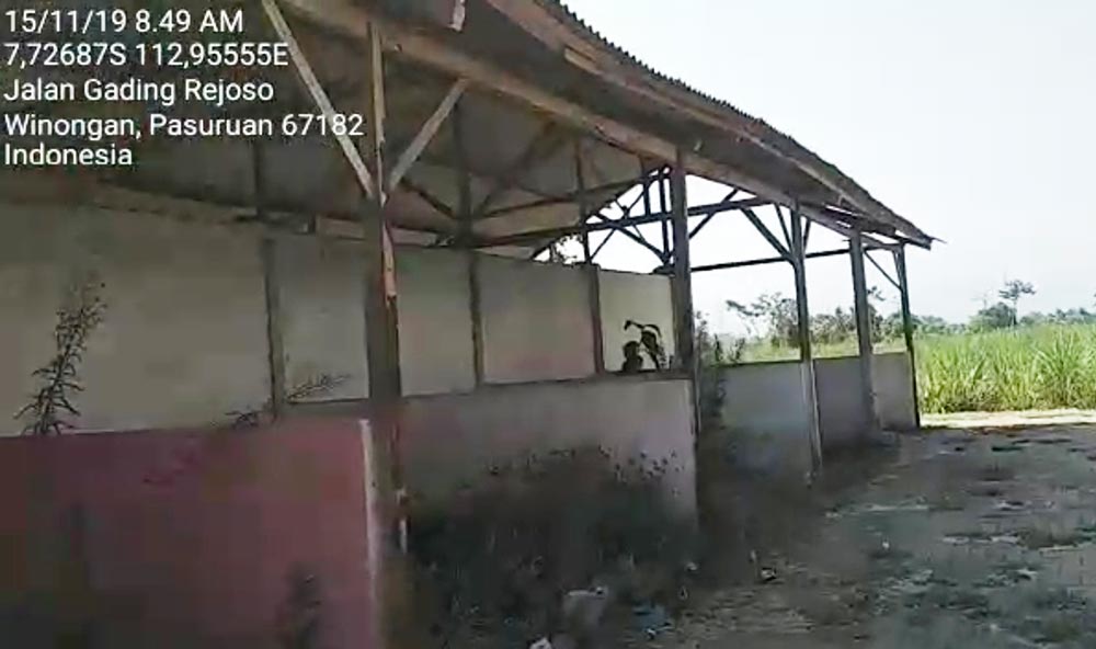Kondisi Pasar Winongan Kidul. Tampak bangunannya sudah rapuh, dan pavingnya banyak yang terlepas. 