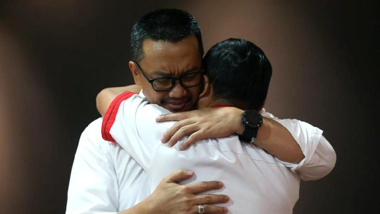 Imam Nahrawi saat pamit pada karyawan di Kemenpora. Foto: dokumen kemenpora
