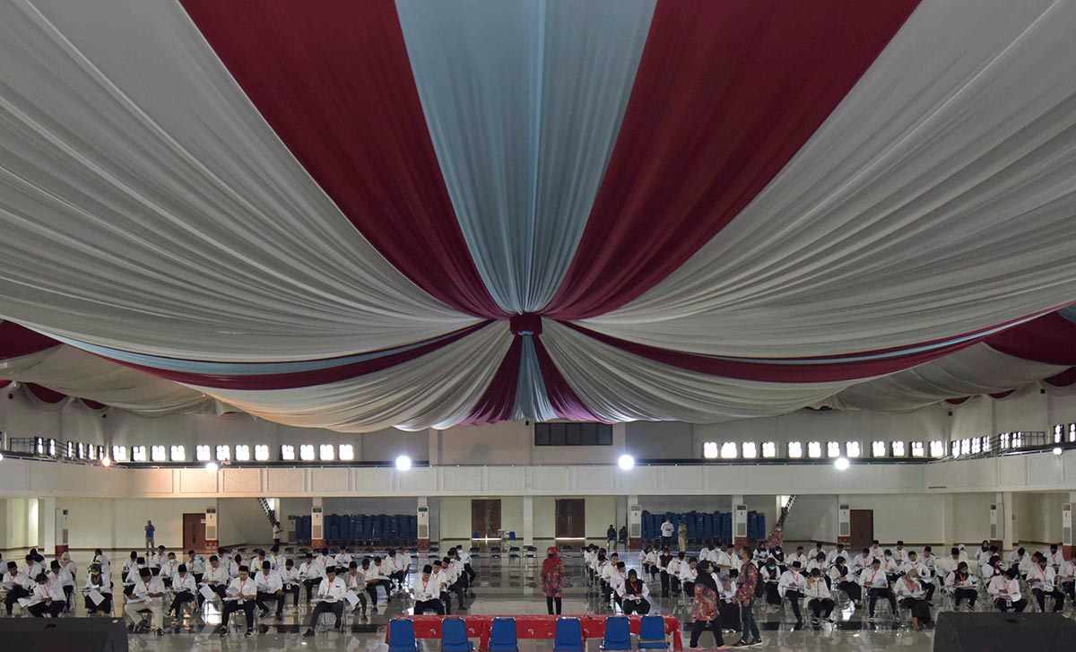 Pelaksanaan Uji Kompetensi Bakal Calon Kepala Desa (Bacakades) Bangkalan di Gedung Pertemuan Universitas Trunojoyo Madura, Selasa (28/3/2023).