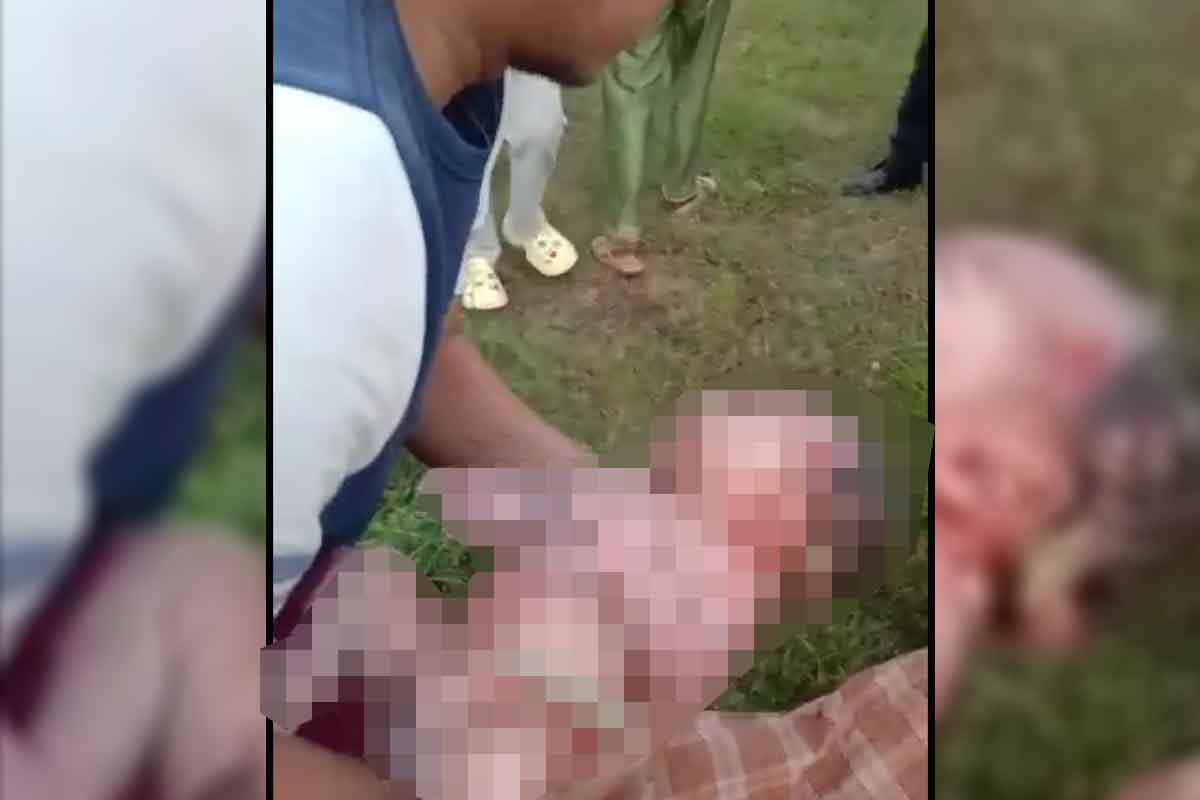 Tangkapan layar video penemuan bayi yang beredar di sosial media.