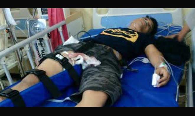 Briptu Umar Seno Aji dirawat di Rumah Sakit Haji Pondok Gede.
