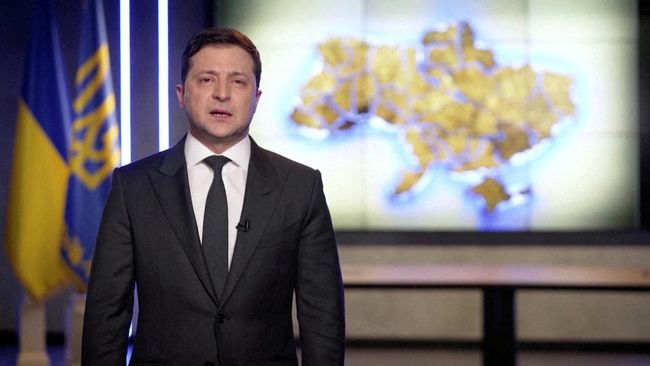 Presiden Ukraina Volodymyr Zelensky. (via REUTERS/UKRAINIAN PRESIDENTIAL/CNNIndonesia