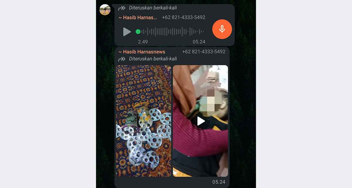 Tangkapan layar sebuah video yang beredar di WhatsApp yang menarasikan seorang anak asal Desa Bujur Tengah, Kecamatan Batumarmar, Pamekasan, meninggal dunia diduga akibat keracunan setelah mengonsumsi permen kacamata.