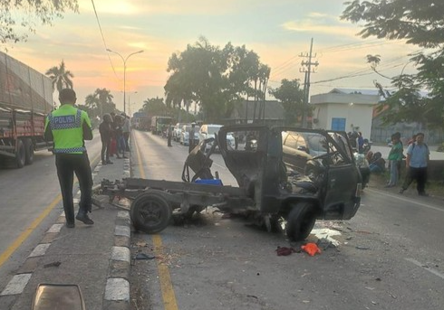 Kondisi mobil bak terbuka yang mengalami laka (dok. Ist)