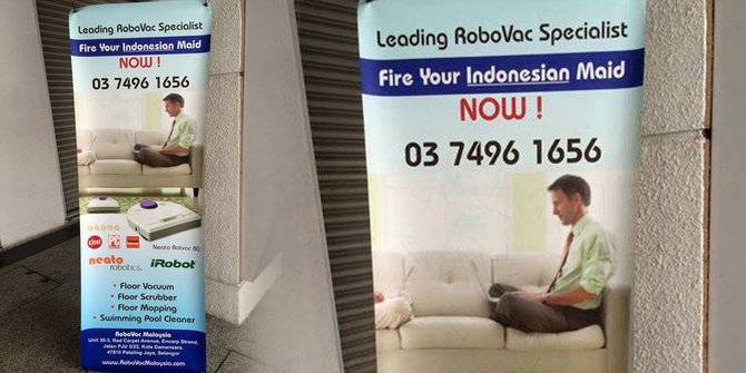 Papan iklan yang menghina PRT Indonesia. foto via merdeka.com