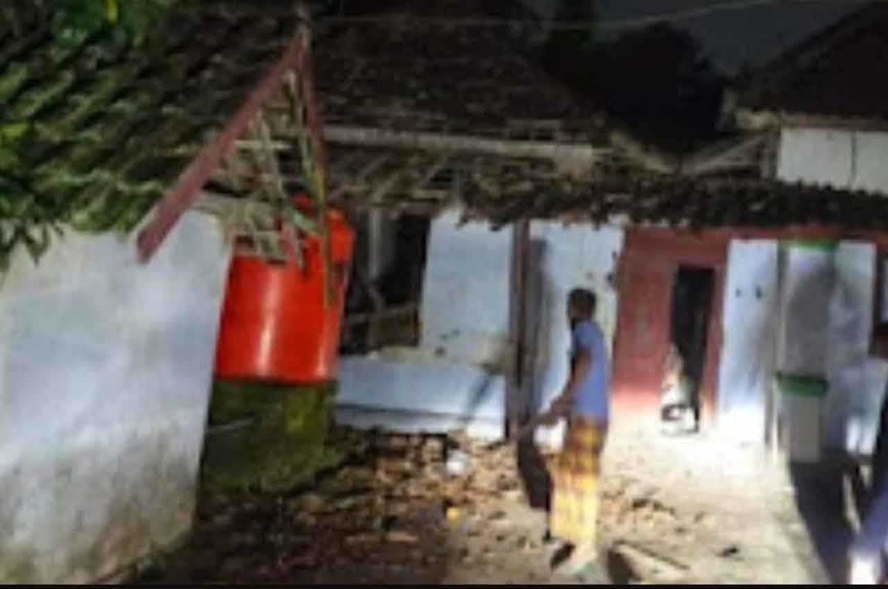 Lokasi ledakan Dusun Plumpungrejo, Desa Karangtengah, Kecamatan Kandangan, Kabupaten Kediri.  Foto: Ist.