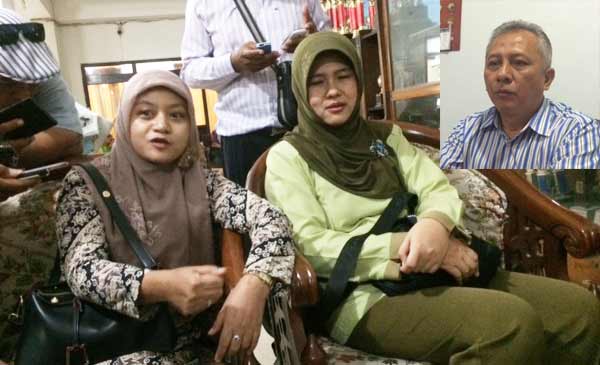 Beberapa doses UNIK hanya duduk-duduk di lobi tidak menjalankan aktivitasnya untuk mengajar. Inset: Ketua Pembina Yayasan UNIK Heru Marwanto. foto: arif kurniawan/BANGSAONLINE
