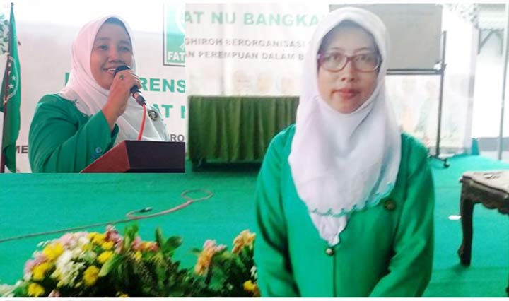 Nur Anisyah, Ketua Pimpinan Cabang Fatayat Bangkalan masa khidmat 2019-2024 yang terpilih secara aklamasi di Kofercab XII, Ahad (08/09). Inset: Dewi Winarti Ketua Pimpinan Wilayah Fatayat Jawa Timur masa khidmat 2019-2024, terpilih secara aklamasi di Koferwil XV 2-3 Februari 2019.