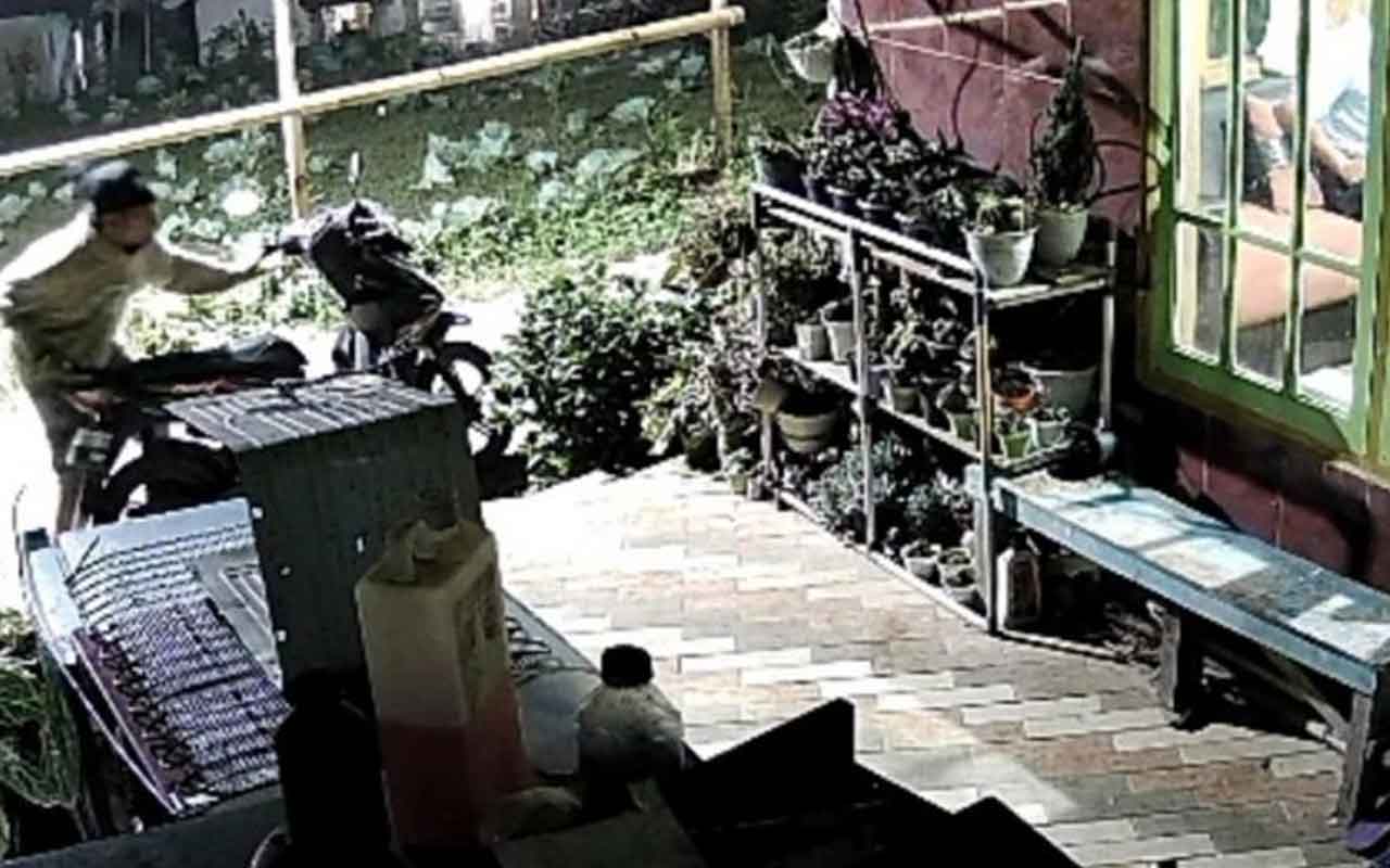 Tangkapan layar rekaman CCTV aksi pencurian yang terjadi di kawasan lereng Gunung Bromo, tepatnya di Dusun Arjosari, Desa Andonosari, Kecamatan Tutur, Pasuruan. Foto: Ist