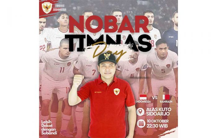 Relawan Pemuda Baik Gelar Nobar Indonesia Vs Bahrain, Ada Doorprize hingga Snack dan Minum Gratis