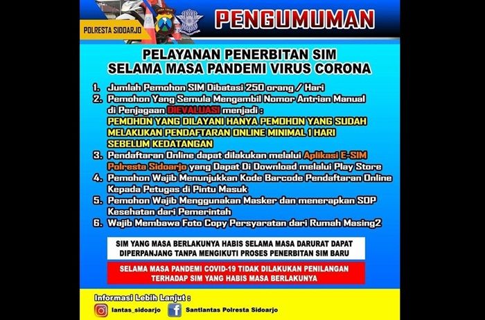 Permudah Warga, Satlantas Polresta Sidoarjo Tambah Kuota Pemohon Hingga Tak Beri Tilang SIM Mati