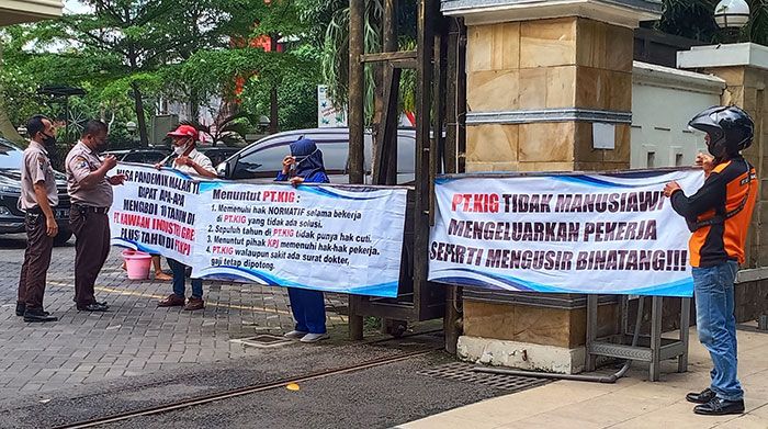 Kerja 10 Tahun Dipensiunkan Tanpa Pesangon, Karyawan KIG Demo di DPRD Gresik