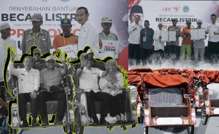 Dapat Bantuan dari Prabowo, Ratusan Tukang Becak di Lamongan Upgrade Kendaraan ke Becak Listrik