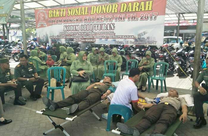 Peringati HUT TNI ke-72, Kodim 0811 Tuban Gelar Donor Darah Lintas Instansi