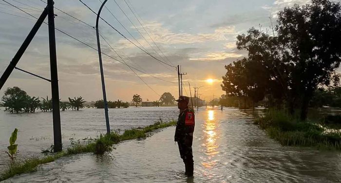 Kali Lamong Meluap, 7 Desa di Balongpanggang Gresik Terendam