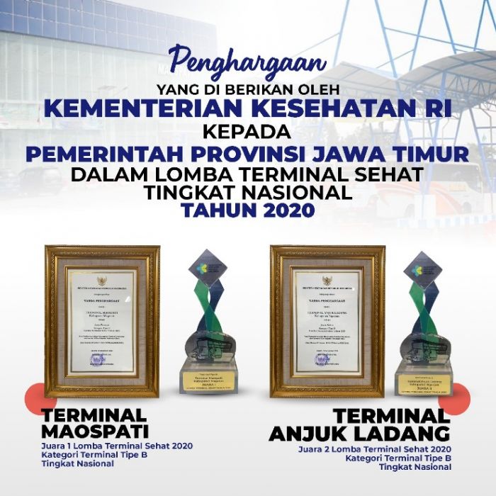 Jatim Juara Lagi, Terminal Maospati dan Anjuk Ladang Terbaik Lomba Terminal Sehat Nasional 2020