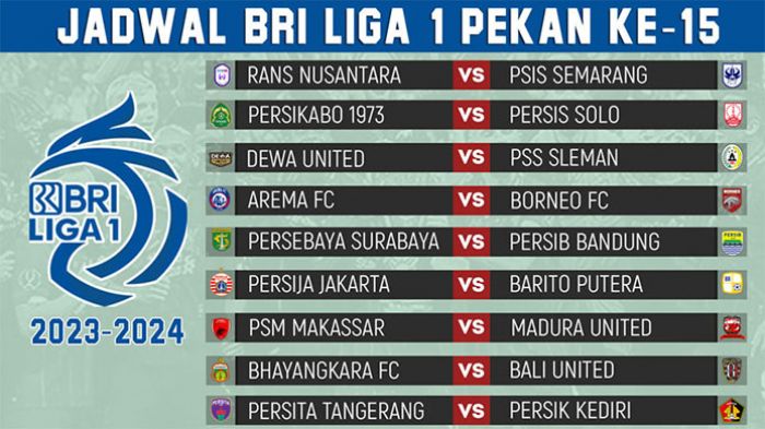 Jadwal BRI Liga 1 2023-2024 Pekan ke-15: Big Match Persebaya vs Persib, Arema Jamu Borneo FC
