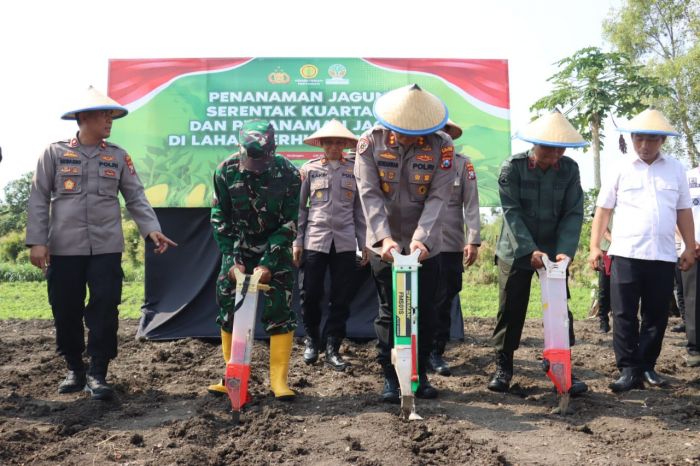 Dukung Progam Ketahanan Pangan, Kapolres Mojokerto Kota Tanam Jagung Serentak di Lahan Seluas 1 Ha