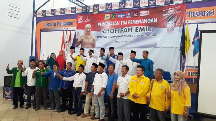 Kukuhkan Tim, Partai Pengusung Khofifah-Emil di Gresik Optimis Raup 65 Persen