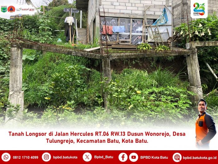 Dampak Longsor Kota Batu, Pondasi Rumah Warga Tulungrejo Menggantung