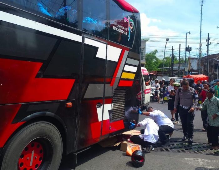 Diduga Dasbor Penuh, Bus Rombongan SD asal Jember Lindas Tukang Ojek hingga Tewas di Kota Batu