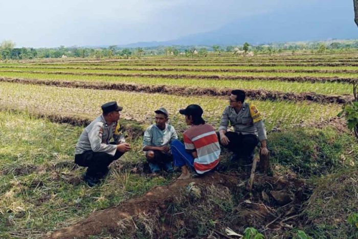 Anggota Polsek Jogorogo Cangkrung Bareng Para Petani Dengarkan Aspirasi Warga