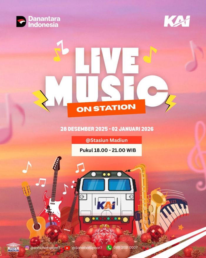 KAI Daop 7 Hadirkan Live Music di Stasiun Madiun Selama Masa Angkutan Nataru