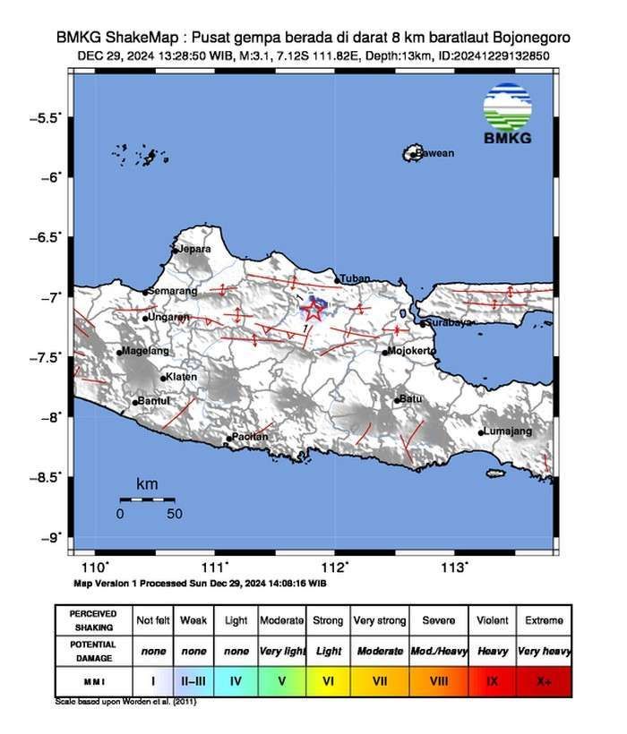 Minggu Siang Bojonegoro Diguncang Gempa 3,1M, Ini Kata BMKG