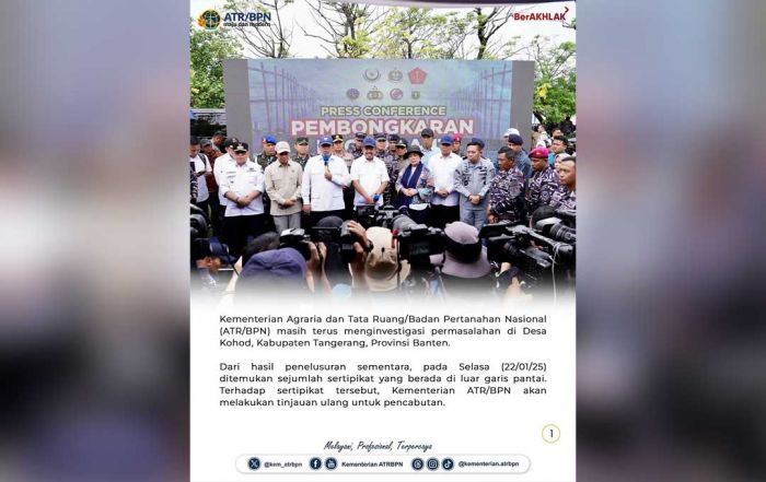 Soal Pagar Laut di Tangerang, Menteri Nusron akan Lakukan Tindakan Tegas