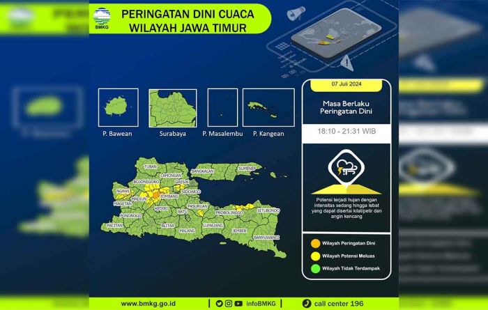 Sejumlah Wilayah di Jawa Timur Berpotensi Hujan saat Malam