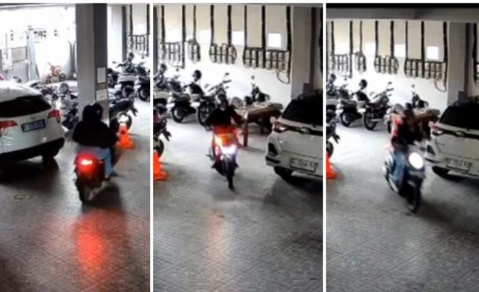 Wanita Bertubuh Sintal dan Pria Terekam CCTV Curi Motor di Kos Dukuh Kupang Barat Surabaya