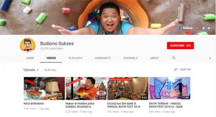 Budiono Sukses Jadi Youtuber Khusus Makanan