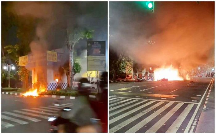 Aksi Demonstrasi di Surabaya Mencekam: Sejumlah Pos Polisi dan Polsek Dibakar Massa Aksi Demonstrasi di Surabaya Mencekam: Sejumlah Pos Polisi dan Polsek Dibakar Massa