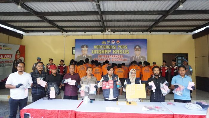 Polresta Sidoarjo Ungkap 59 Kasus Narkotika dari 25 Mei hingga 15 Juli 2025