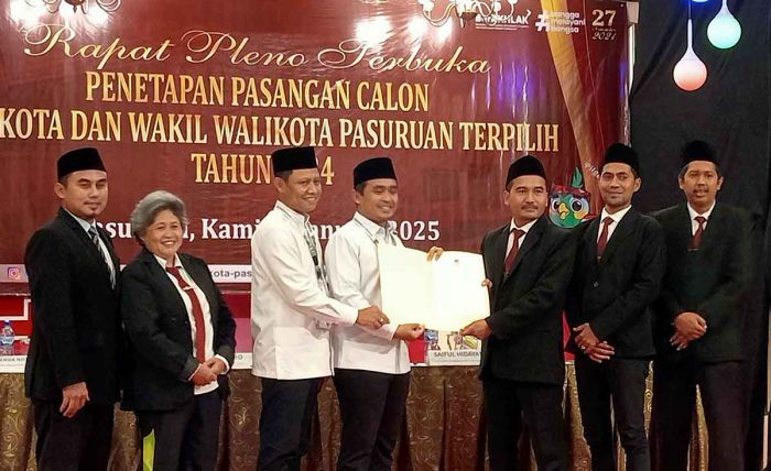 KPU Kota Pasuruan Resmi Tetapkan Adi Wibowo-M Nawawi Jadi Kepala Daerah Terpilih