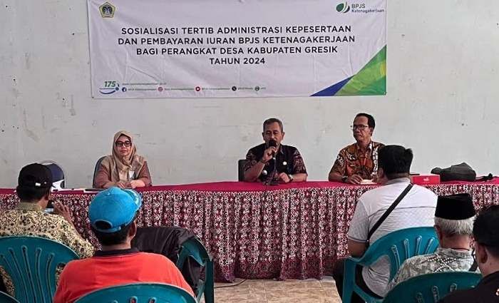 Lindungi Perangkat, Desa Sukowati Gresik Gelar Sosialisasi BPJS Ketenagakerjaan