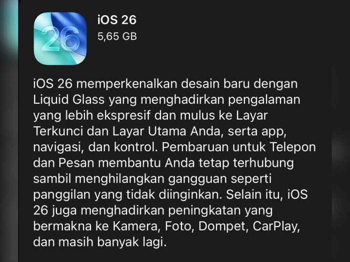 Rombakan Besar Apple, iOS 26 Hadir dengan Desain Liquid Glass dan Fitur Baru