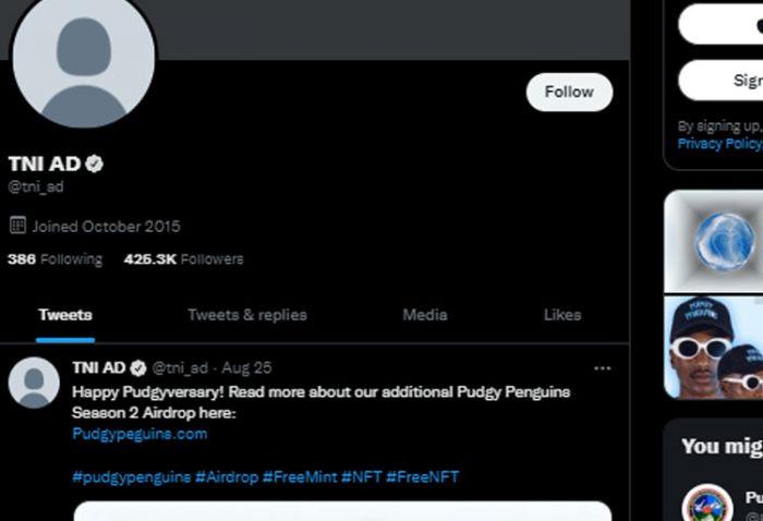 Ramai Data Pribadi Diretas, Kini Twitter TNI AD Diserang Hacker